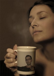 My photo placed on the mug hold by a nice woman