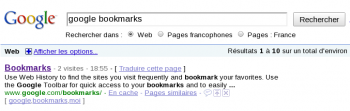 Google search extended with bookmarks
