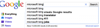Bing steals results from Google