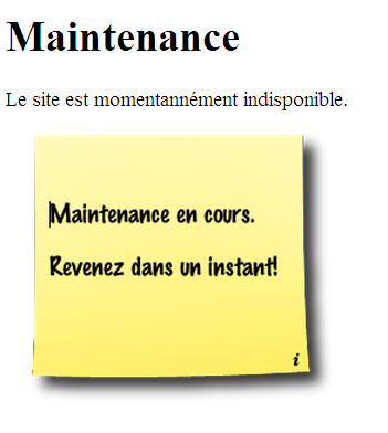 Capture d'écran page maintenance