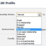 Facebook screenshot: relationship status: it's complicated
