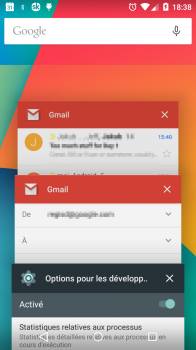 Gmail apparaît deux fois: une fois pour la boîte de réception; une fois pour la fenêtre de composition.